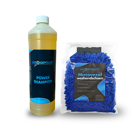 Autowashandschoen Blauw + Auto Shampoo